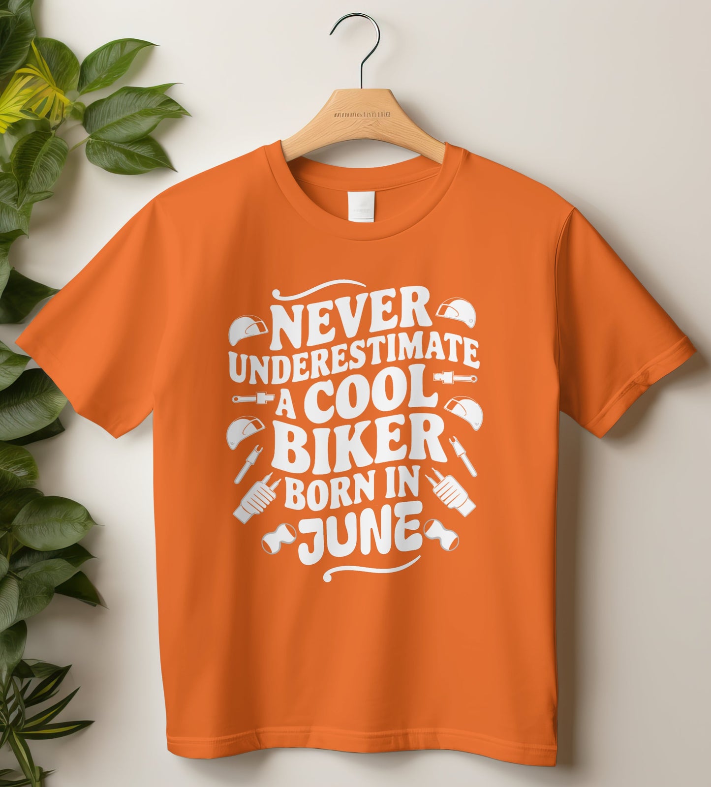 Biker Birthday T-shirt Round Neck Half Sleeve (Never Underestimate a cool biker born in June)