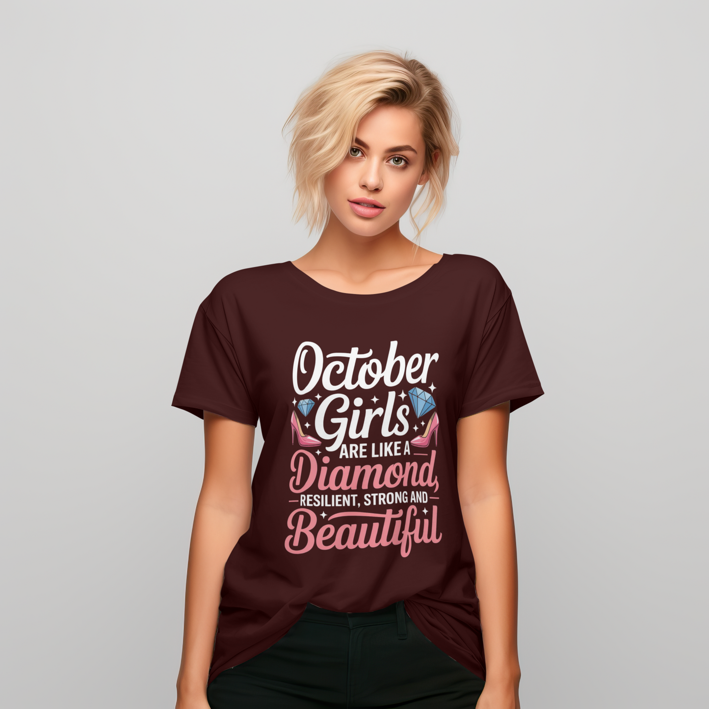 October Birthday Girl's Classic T-Shirt (October Girls are like a Diamond)