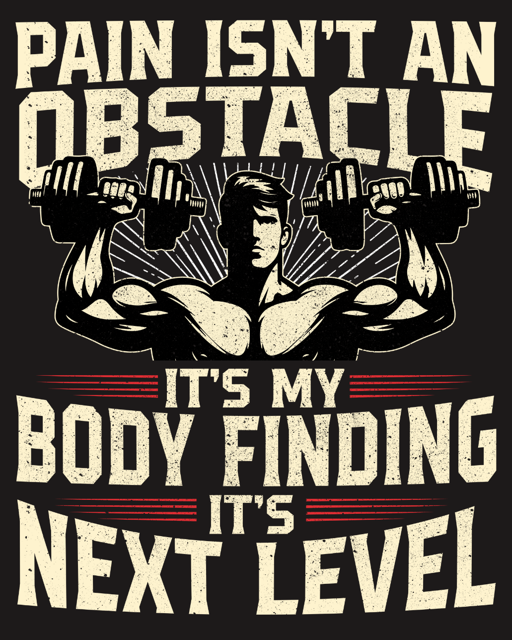 Round Neck Half Sleeve Gym T-Shirt (Pain Isn't an Obstacle)