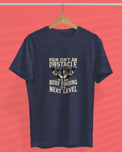 Round Neck Half Sleeve Gym T-Shirt (Pain Isn't an Obstacle)