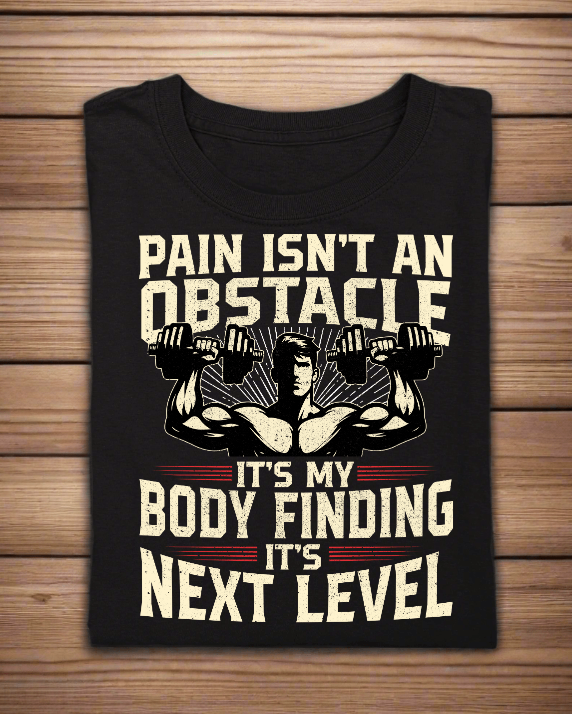 Round Neck Half Sleeve Gym T-Shirt (Pain Isn't an Obstacle)