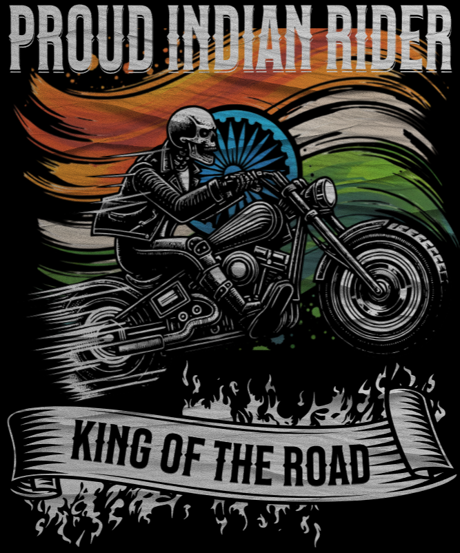 Biker T-Shirt Round Neck Half Sleeve (Proud Indian Rider)