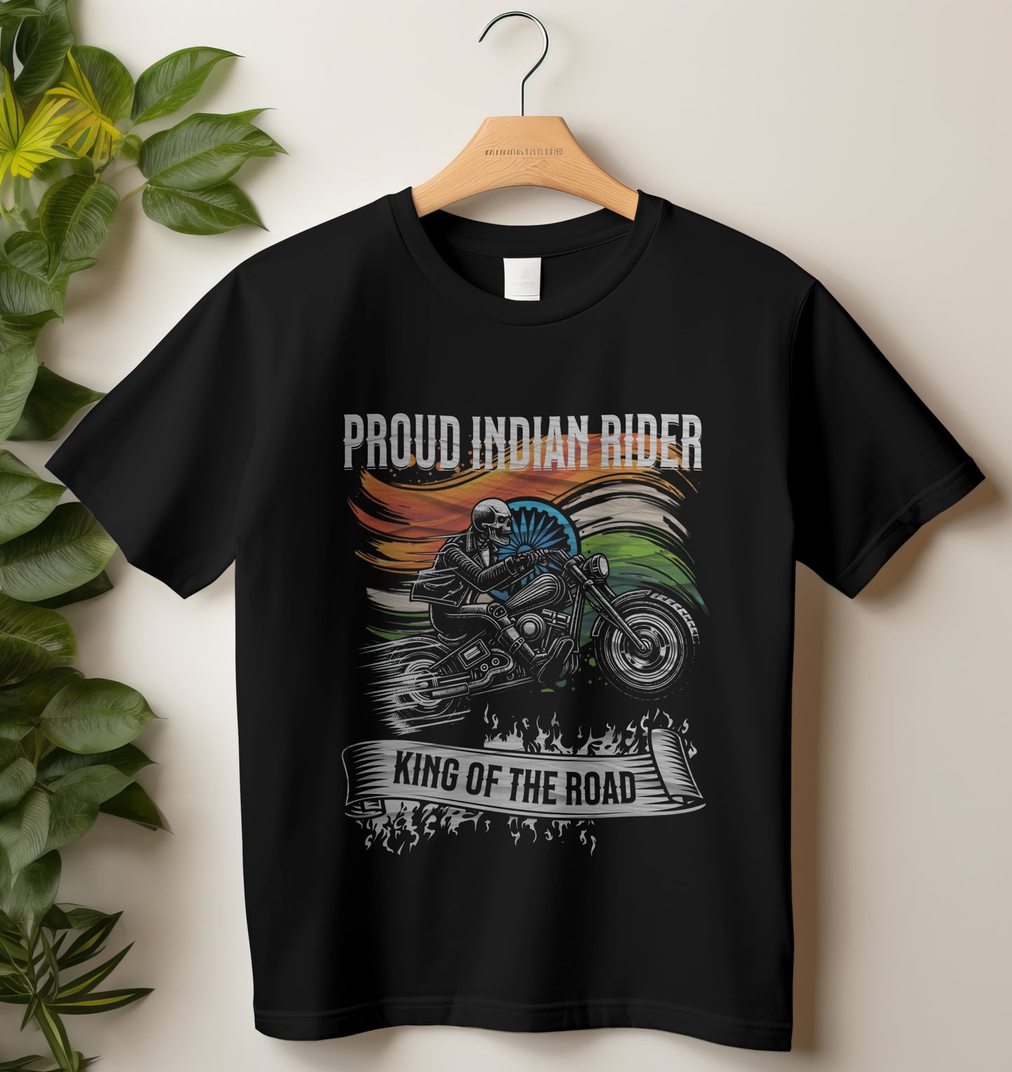 Biker T-Shirt Round Neck Half Sleeve (Proud Indian Rider)