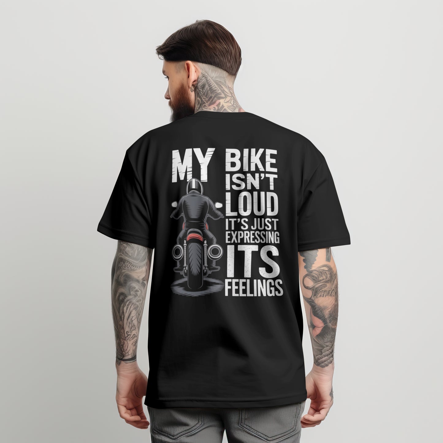 Oversized Biker T-Shirt Round Neck Half Sleeve (My Bike Isn't Loud)