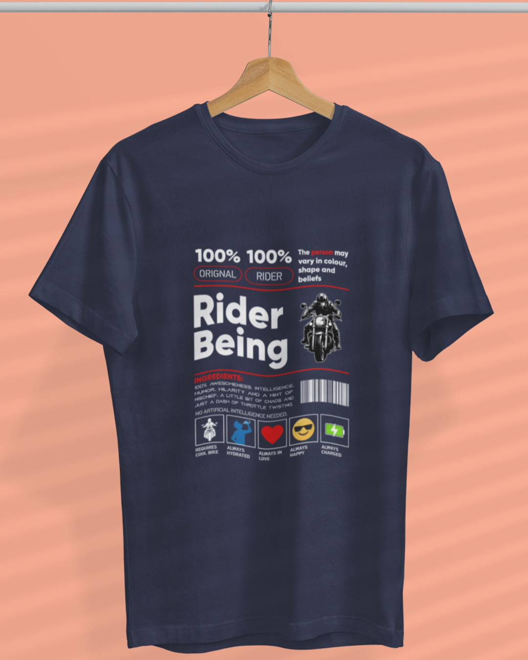 Round Neck Half Sleeve Biker T-Shirt (Rider Being)