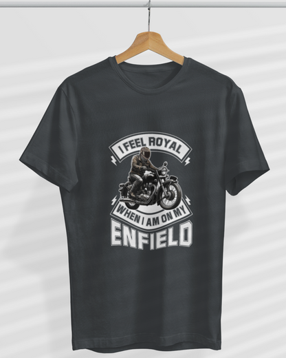 Round Neck Half Sleeve Biker T-Shirt 2 (I feel Royal When I am on my Enfield)