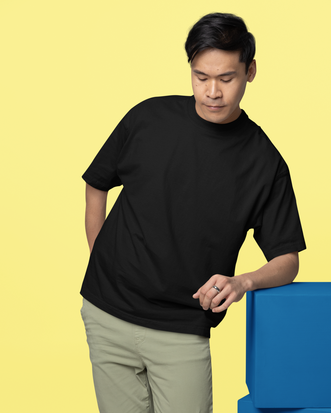 Round Neck Half Sleeve Oversized Biker T-Shirt Back Side Print(The Biker Motorcycle Gang)