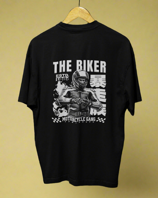 Round Neck Half Sleeve Oversized Biker T-Shirt Back Side Print(The Biker Motorcycle Gang)