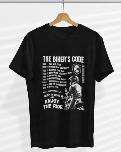 Round Neck Half Sleeve Biker T-Shirt (The Bikers Code)