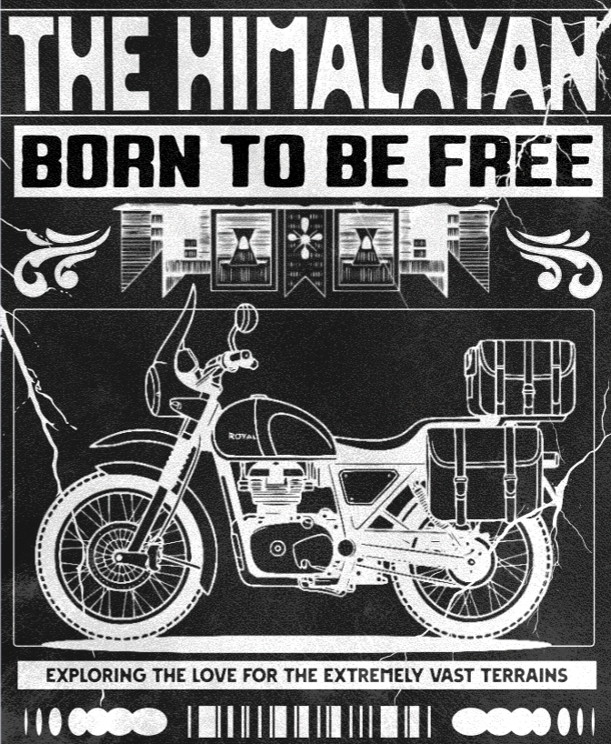 Biker T-Shirt Round Neck Half Sleeve (The Himalayan - Born to be Free)