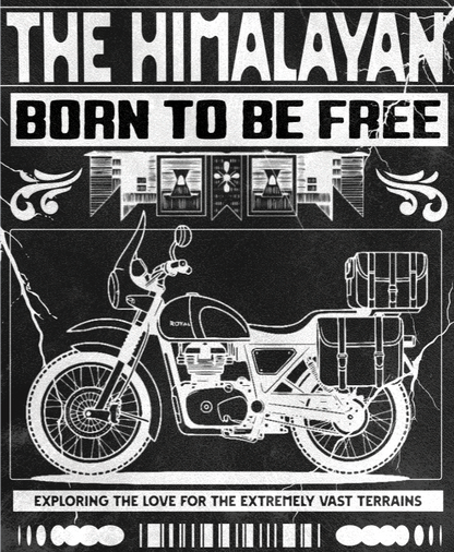 Biker T-Shirt Round Neck Half Sleeve (The Himalayan - Born to be Free)