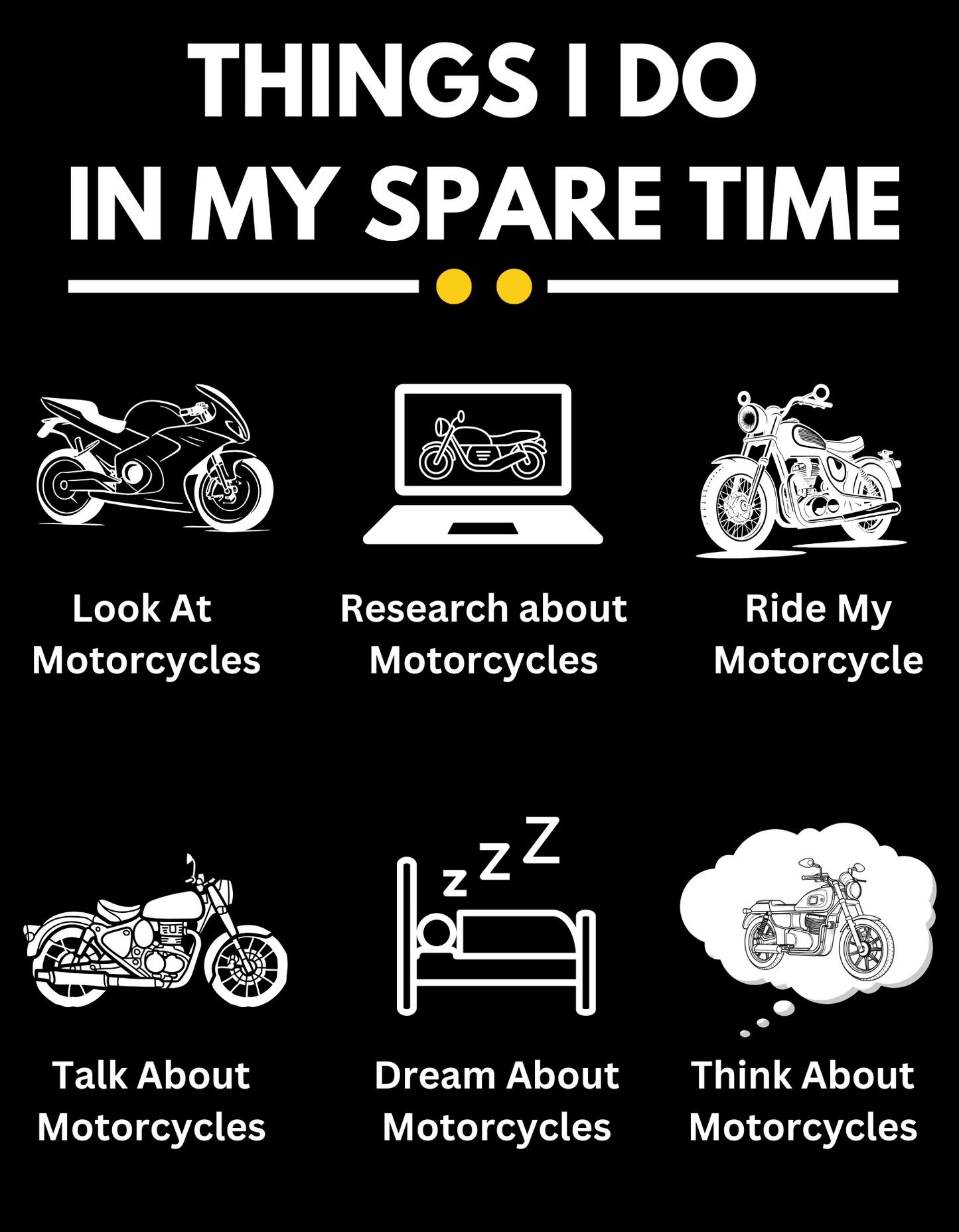 Round Neck Half Sleeve Biker T-Shirt (Thinking about my Bike)