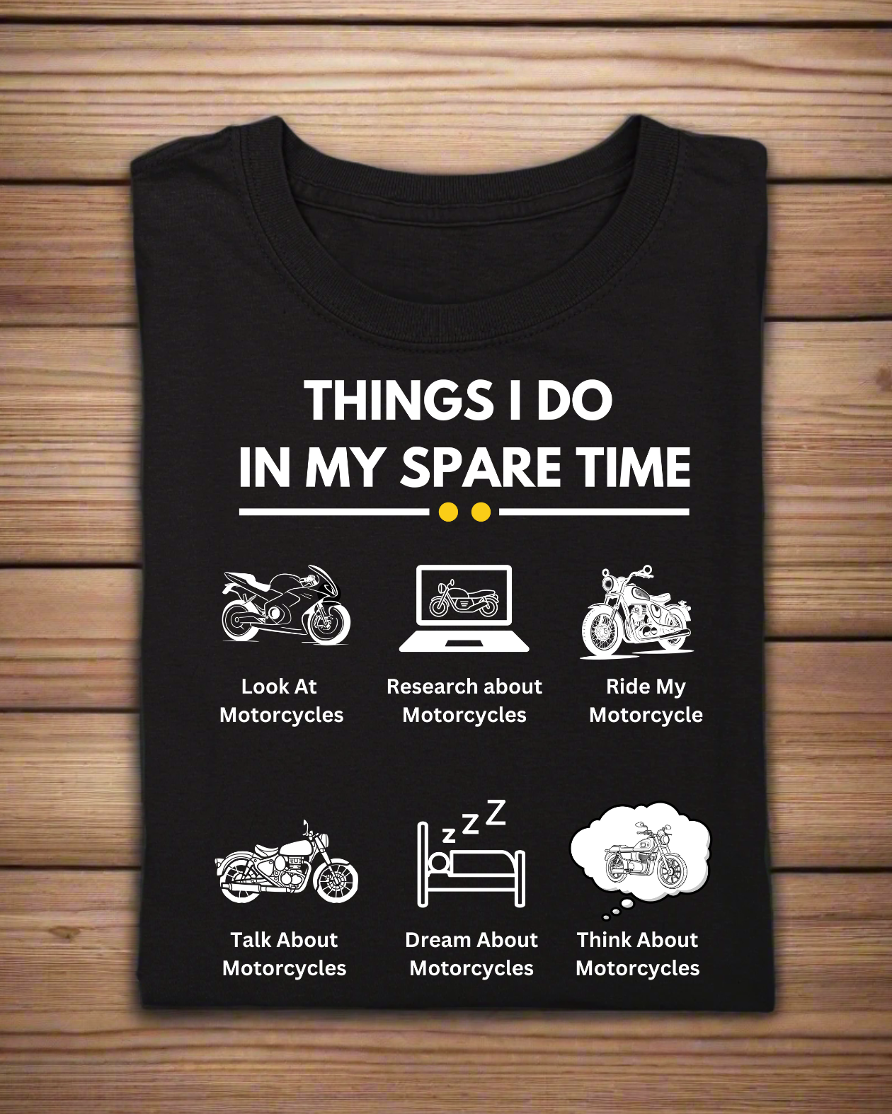 Round Neck Half Sleeve Biker T-Shirt (Thinking about my Bike)