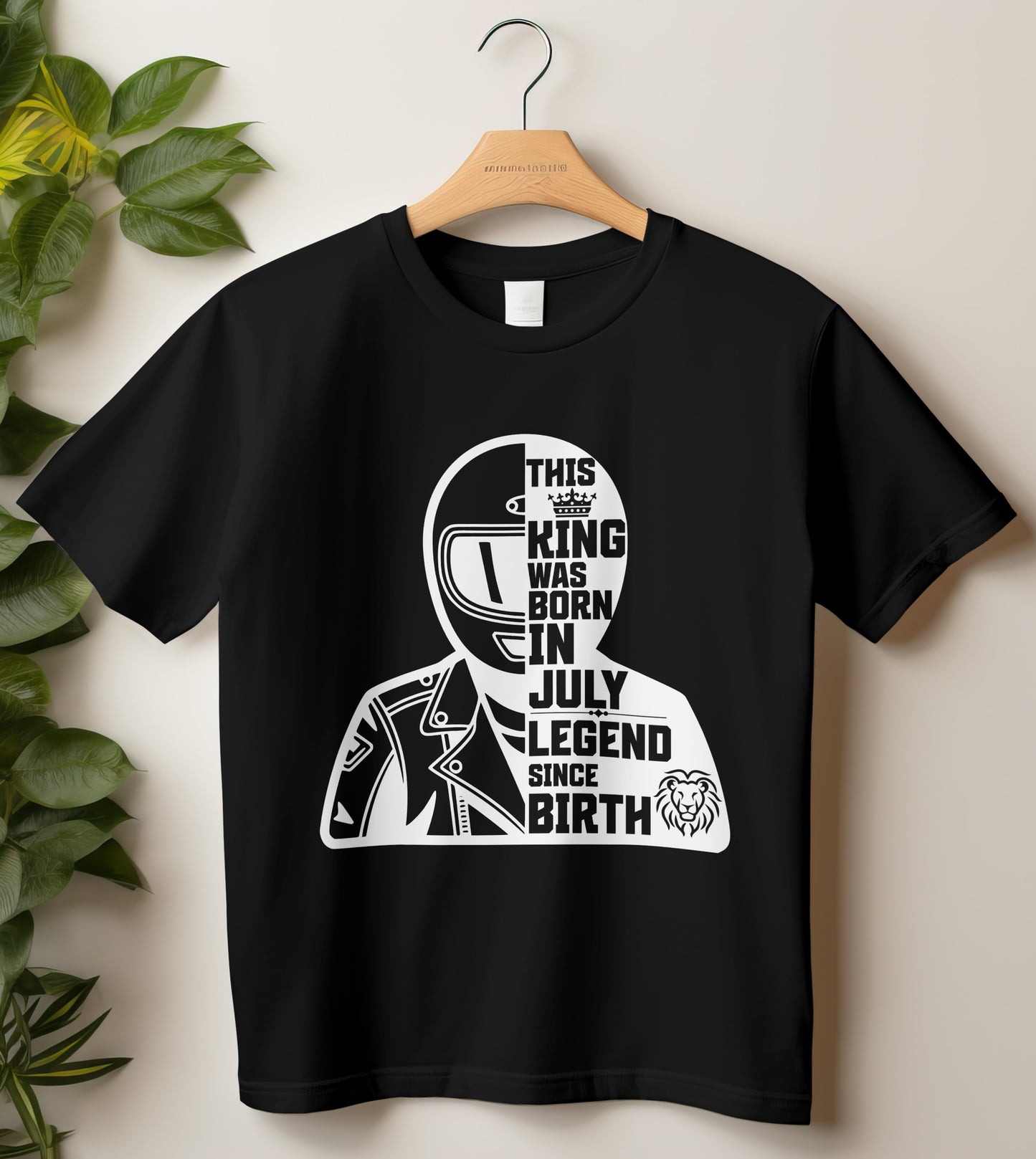 Biker Birthday T-shirt Round Neck Half Sleeve (This King was born in July)