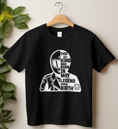 Biker Birthday T-shirts Round Neck Half Sleeve (This king was born in May)