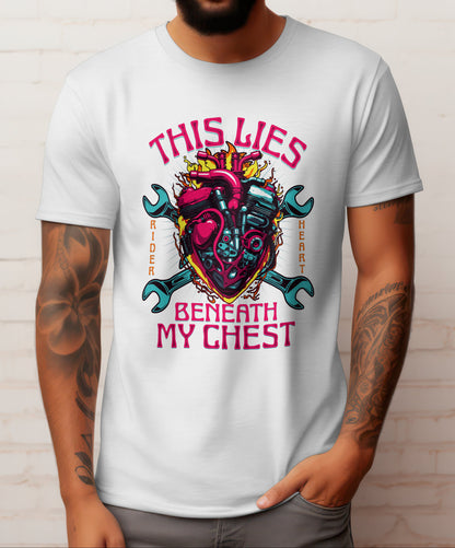Biker T-Shirt Round Neck Half Sleeve (This Lies Beneath My Chest)