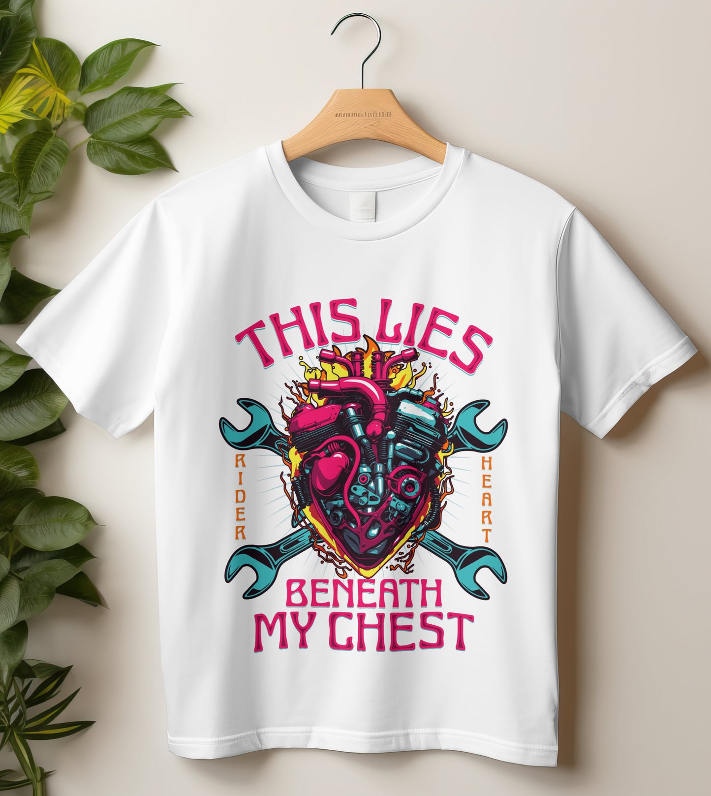 Biker T-Shirt Round Neck Half Sleeve (This Lies Beneath My Chest)