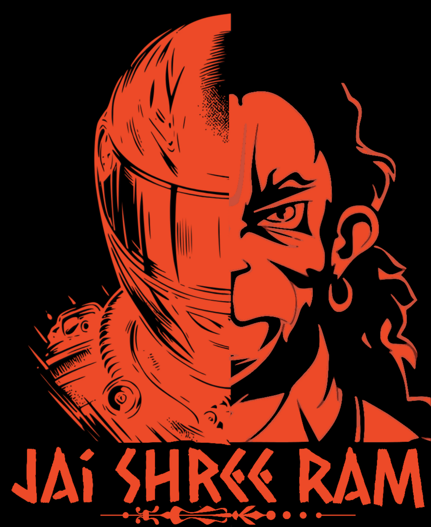 Round Neck Half Sleeve Biker T-Shirt (Jai Shree Ram)