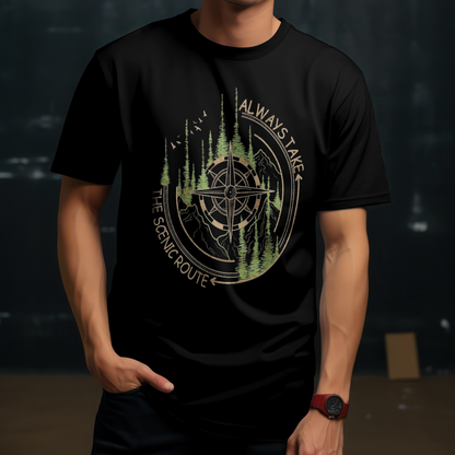 Travel Unisex Classic Crew T-Shirt (Always take the Scenic Route)