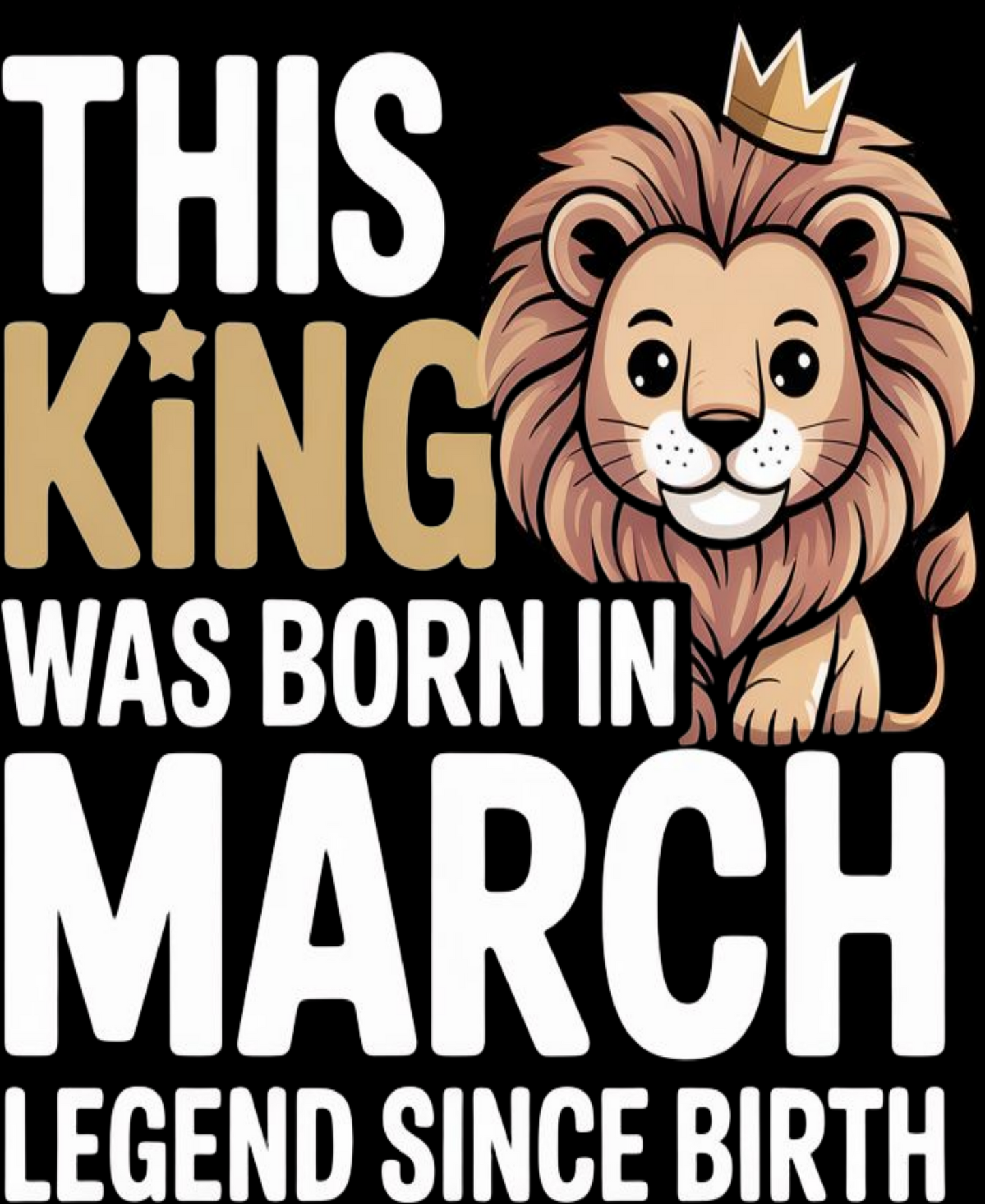 March Birthday Boy's Crew Neck T-Shirt (This King was born in March)
