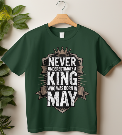May Birthday Male Classic Crew T-Shirt (Never Underestimate a King who was born in May)
