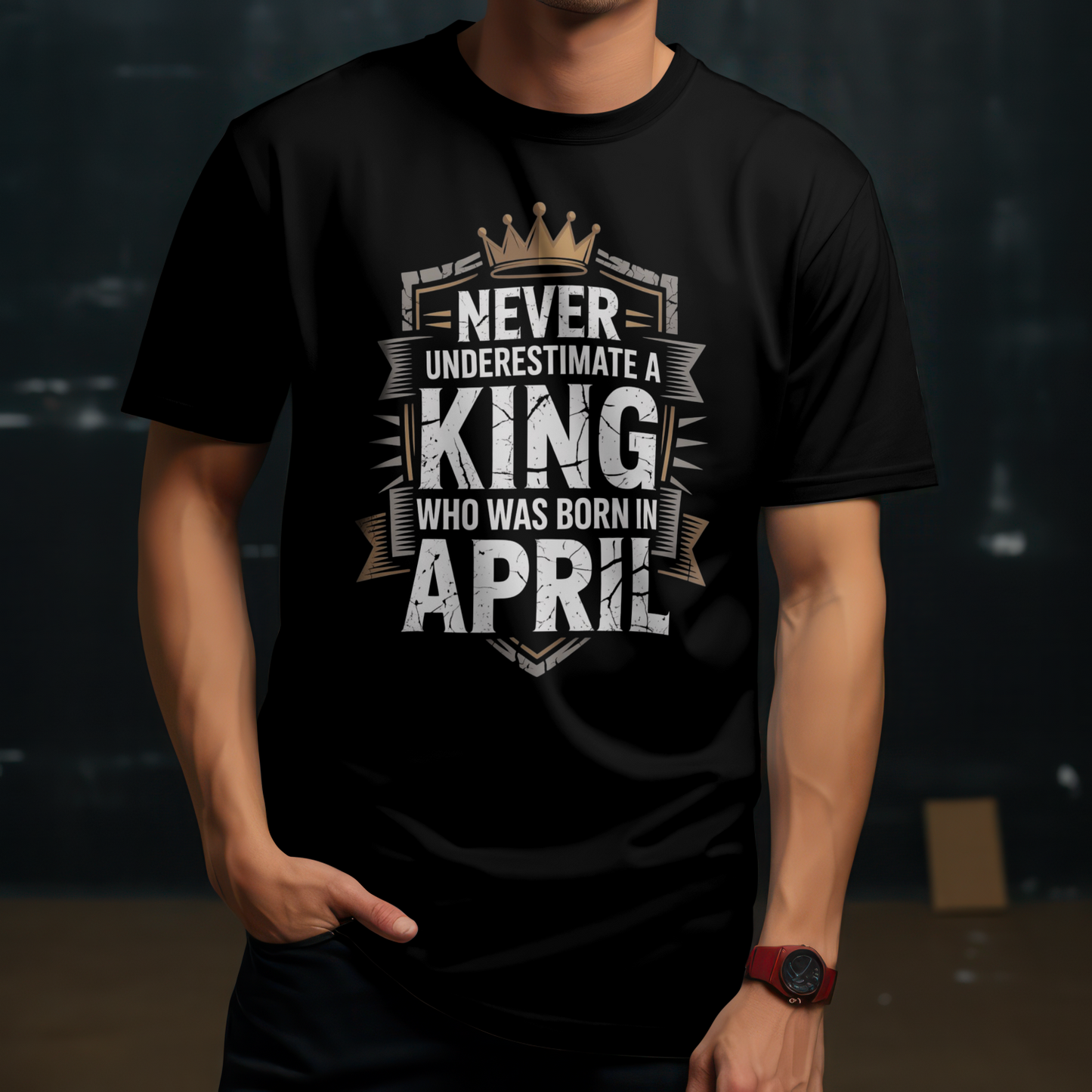 April Birthday Male Classic Crew T-Shirt (Never Underestimate a King)