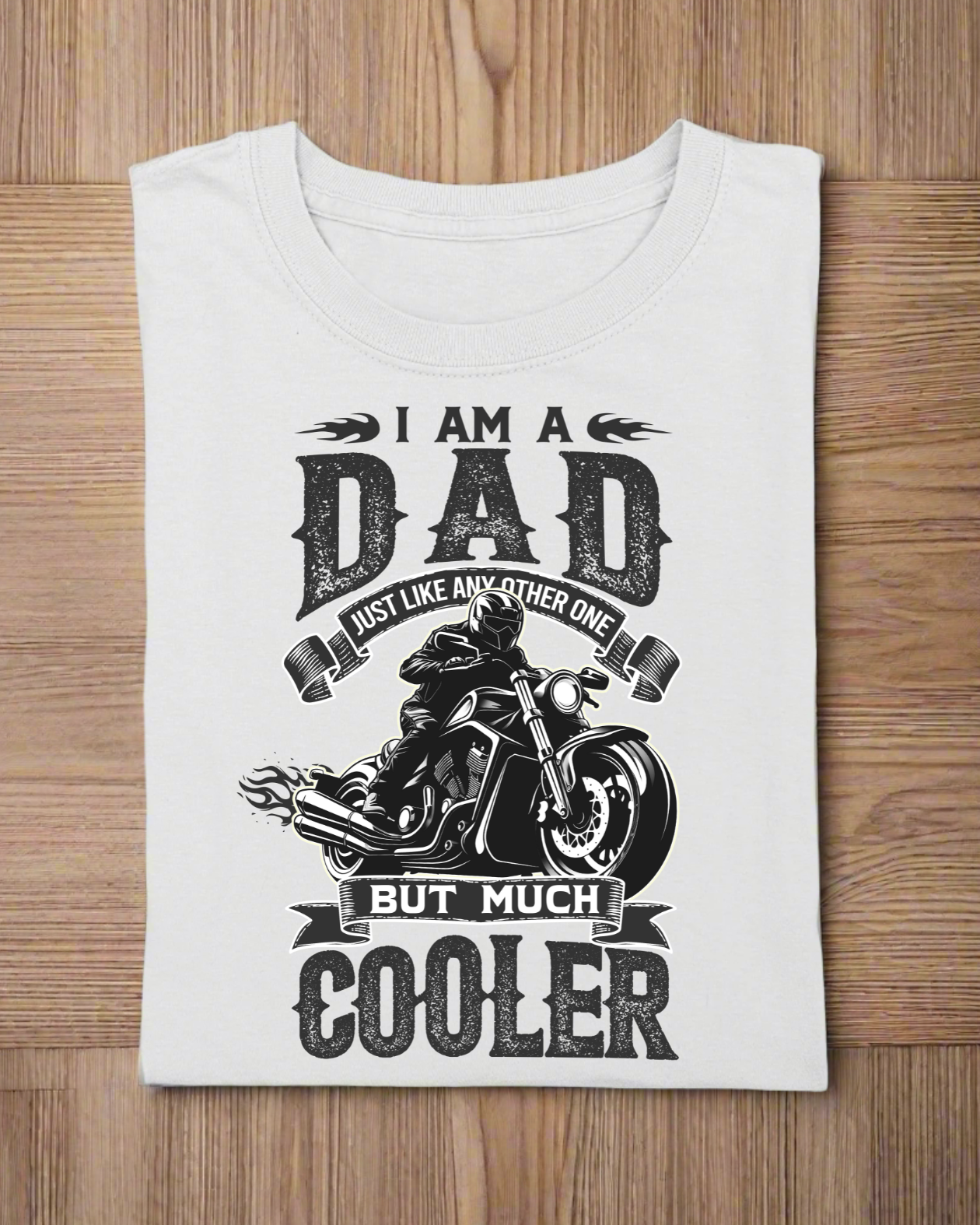 Round Neck Half Sleeve Biker T-Shirt White (I am a dad just like)