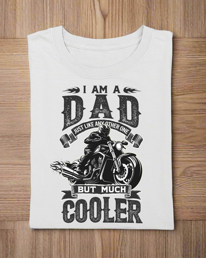 Round Neck Half Sleeve Biker T-Shirt White (I am a dad just like)