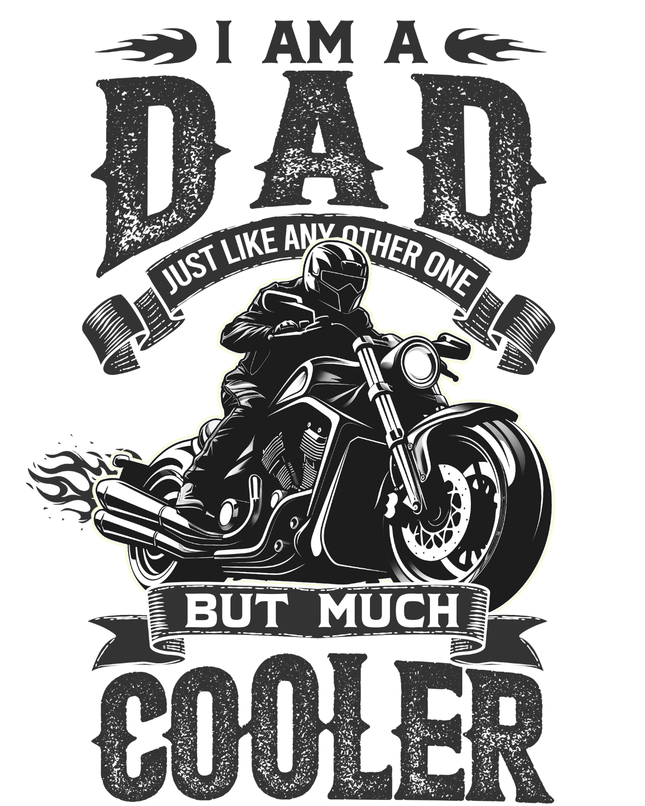Round Neck Half Sleeve Biker T-Shirt White (I am a dad just like)