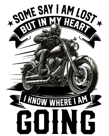 Round Neck Half Sleeve Biker T-Shirt White (Some Say I am Lost)