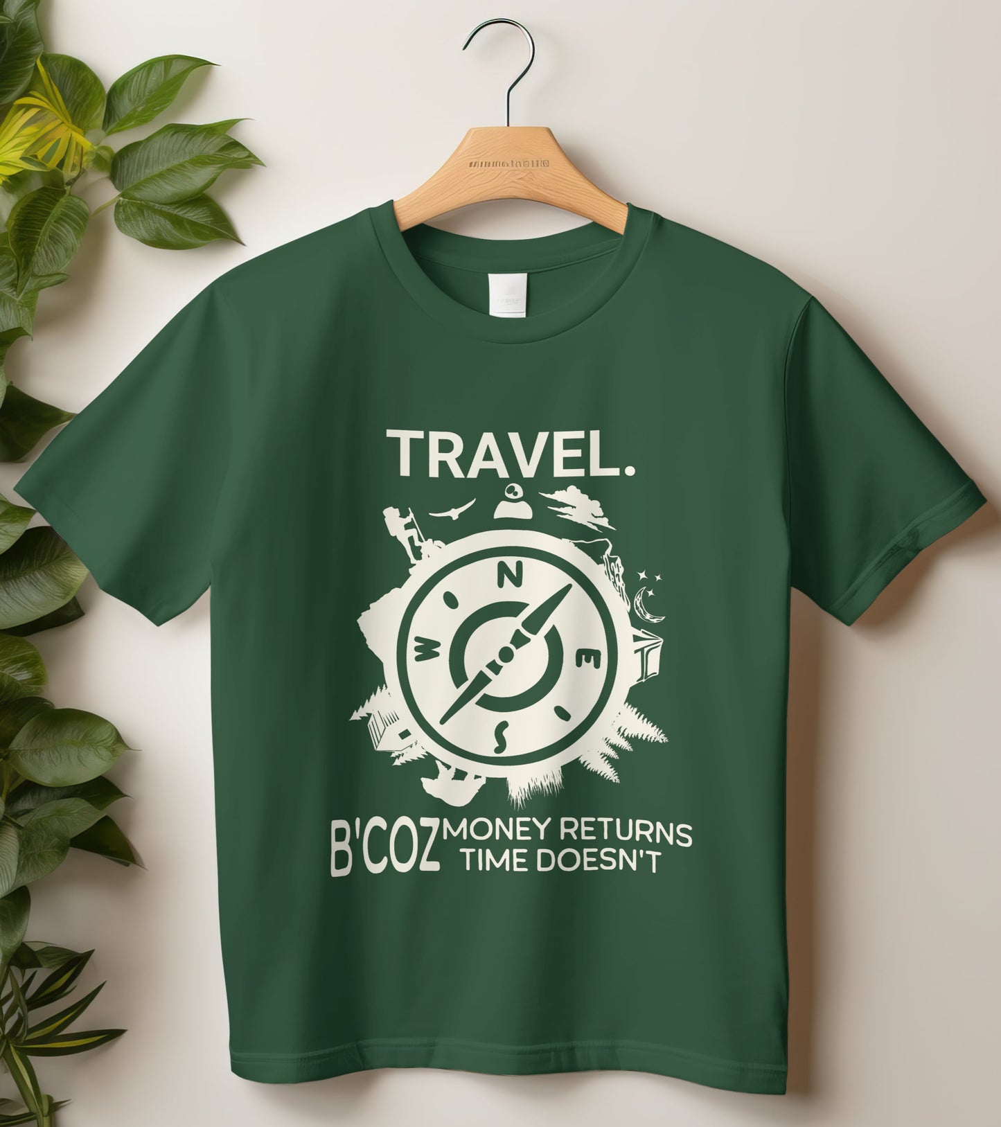 Round Neck Half Sleeve Travel T-Shirt (Travel because money returns time doesn't)