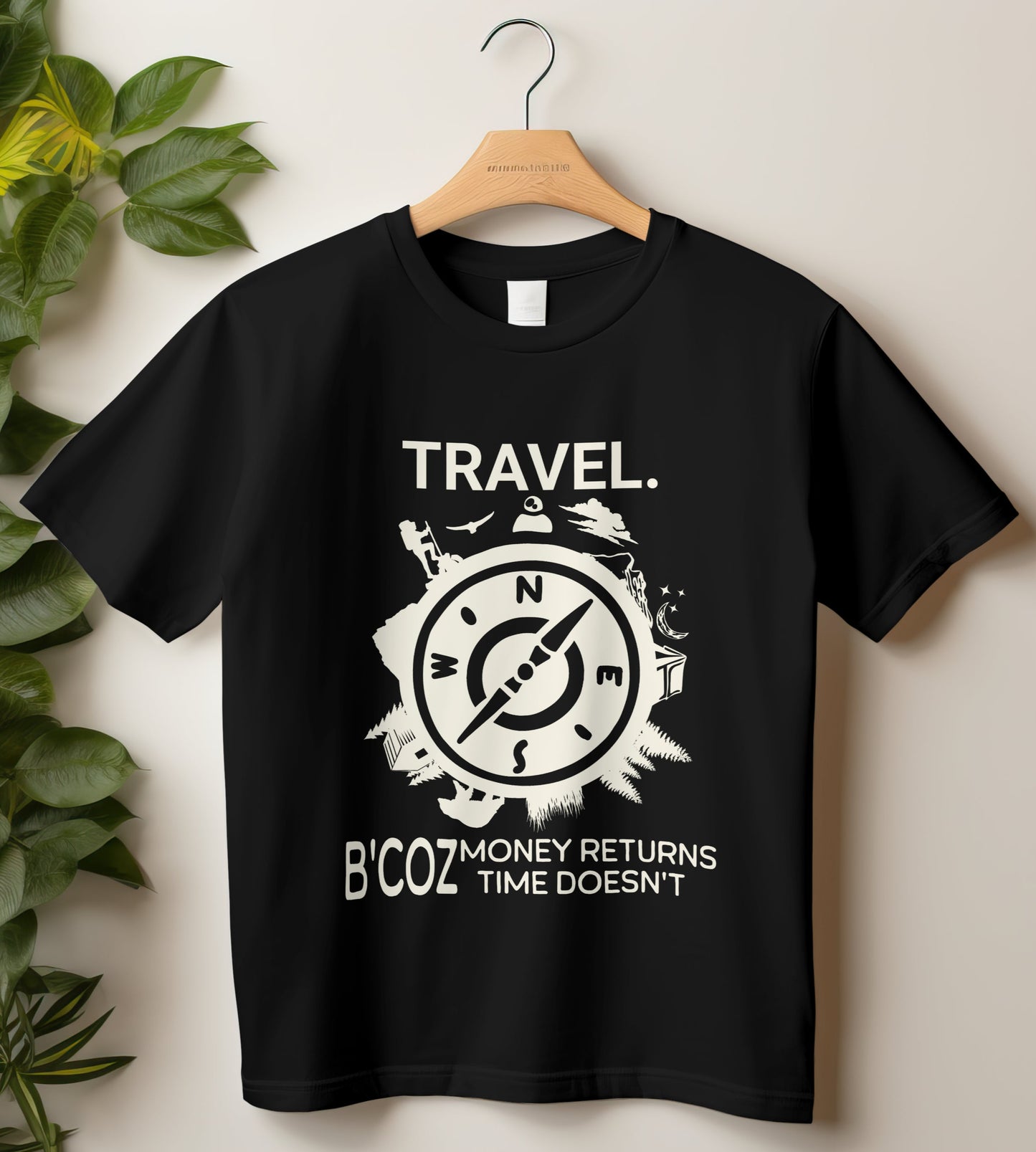 Round Neck Half Sleeve Travel T-Shirt (Travel because money returns time doesn't)