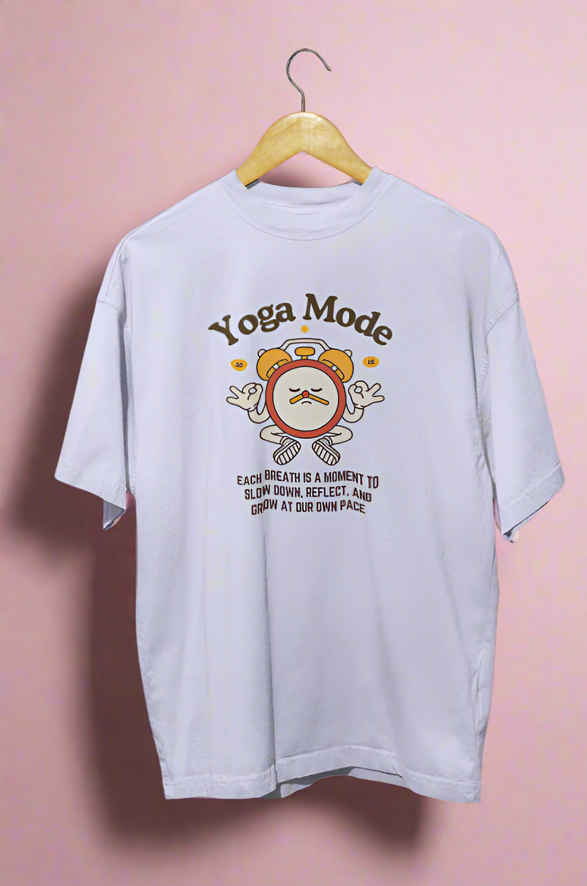 Round Neck Men Oversized T-Shirt Half Sleeve(Yoga Mode)
