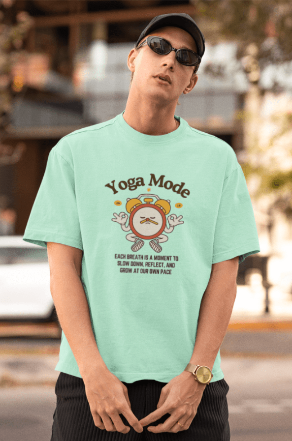 Round Neck Men Oversized T-Shirt Half Sleeve(Yoga Mode)