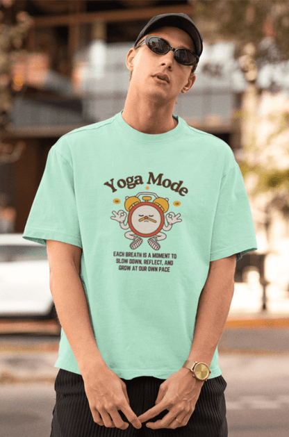 Round Neck Men Oversized T-Shirt Half Sleeve(Yoga Mode)