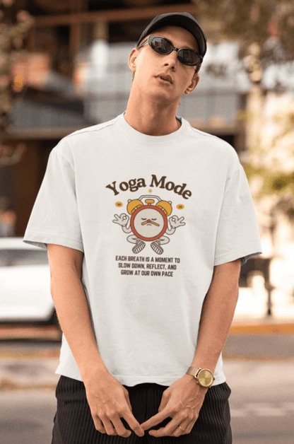 Round Neck Men Oversized T-Shirt Half Sleeve(Yoga Mode)