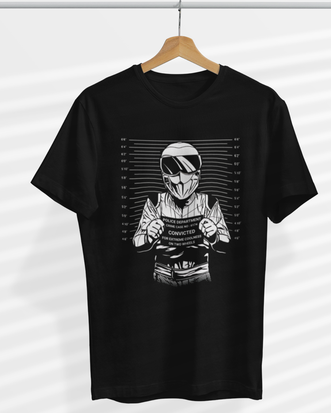 Round Neck Half Sleeve Biker T-Shirt (Convicted for Extreme Coolness New)