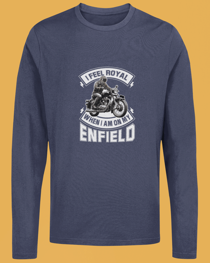Round Neck Full Sleeve Biker T-Shirt (I feel Royal on my Enfield)