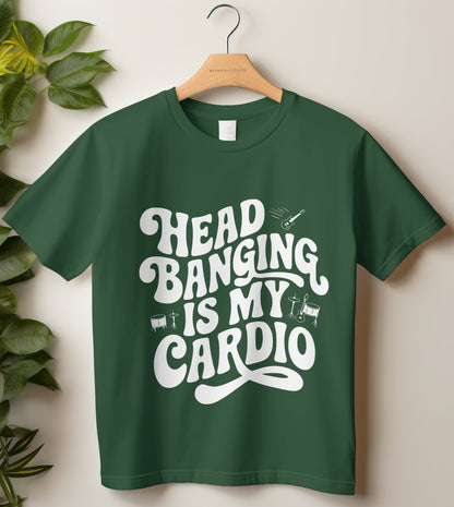 Round Neck Half Sleeve Music T-Shirt (Head Banging is my Cardio)