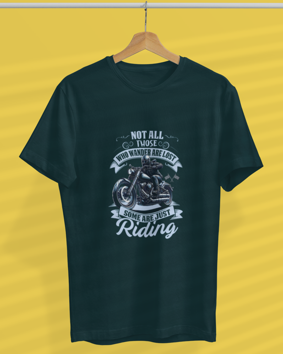 Round Neck Half Sleeve Biker T-Shirt (Not all those who wander are lost)