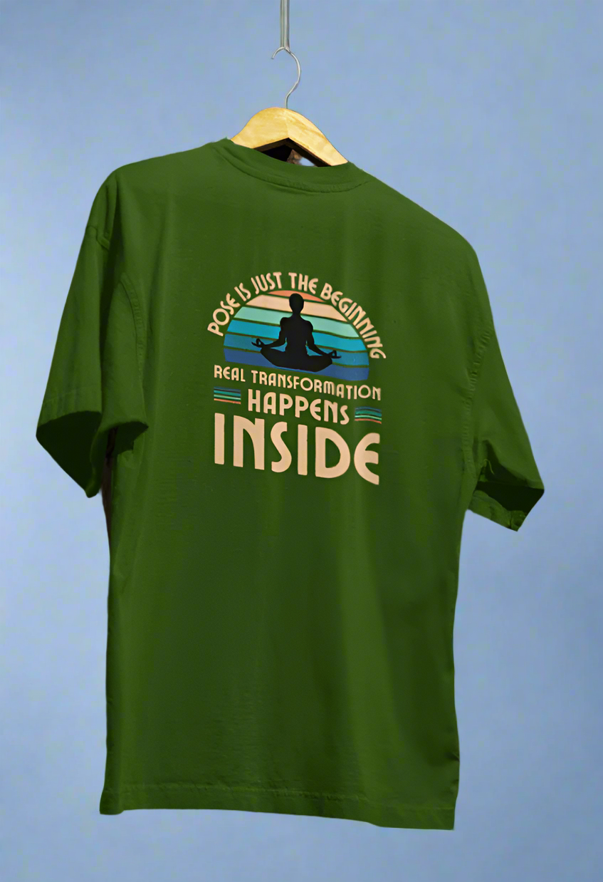 Round Neck Men Oversized T-Shirt Half Sleeve (Pose is just the beginning)