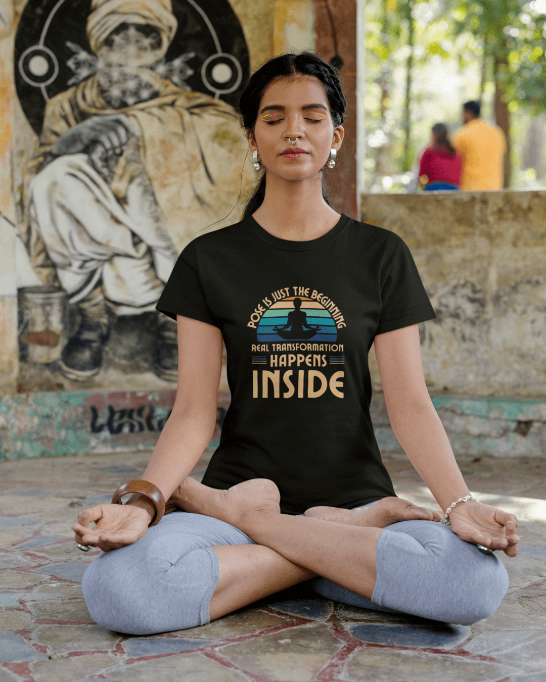 Round Neck Half Sleeve Yoga T-Shirt Half Sleeve (Pose is just the beginning)