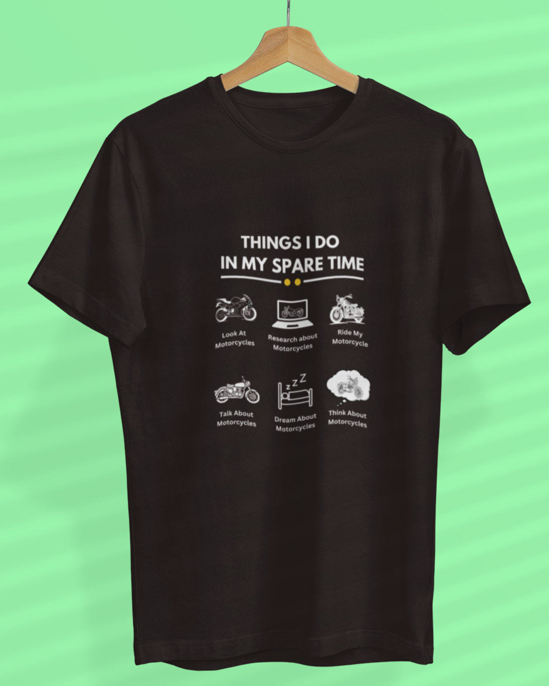 Round Neck Half Sleeve Biker T-Shirt (Thinking about my Bike)