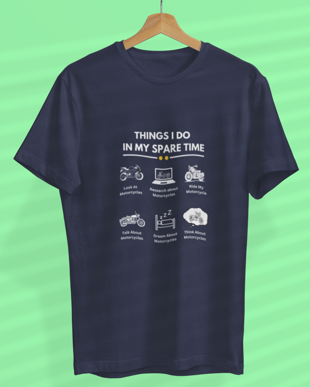 Round Neck Half Sleeve Biker T-Shirt (Thinking about my Bike)